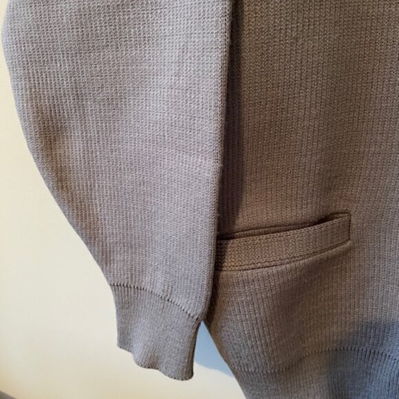 Grandfather Cardigan VTG Moores (mde in Canada ) taupe/dk beige sweater Sz L - Picture 14 of 15